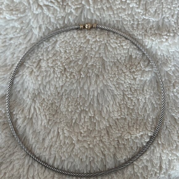 David Yuman Sterling Silver Cable Choker with 14k Yellow Gold Clasp - Picture 2 of 7